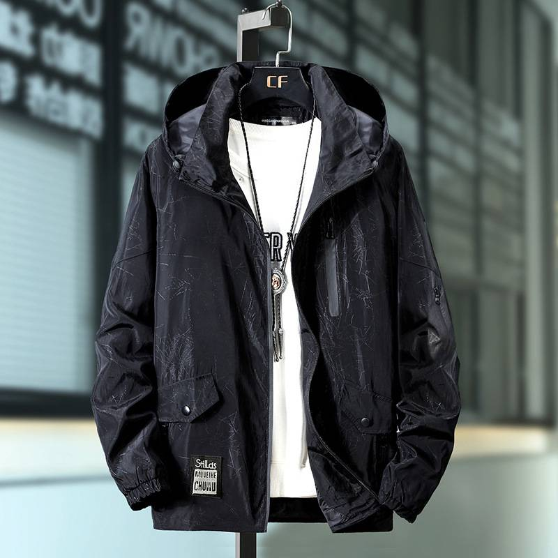 Men's Clothing Plus Size Fat Men's Jacket Plus Size Medium And Long Spring And Autumn Windbreaker Coat Loose Hood Fat Man Top Coat_voghion.com