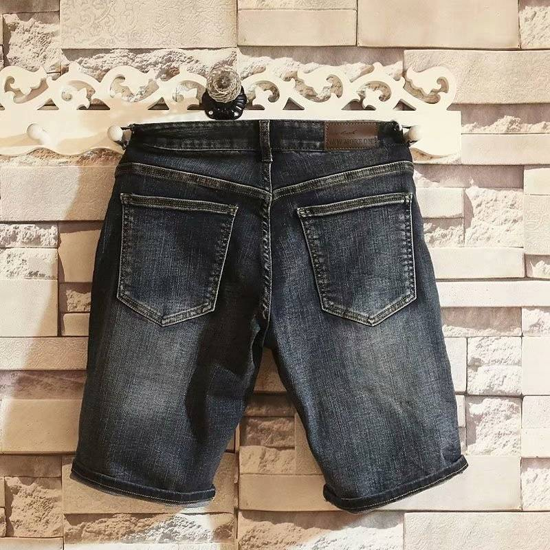 Herrenbekleidung Neue Herren-Jeansshorts Straight Ins Dongdaemun 5 Halbhosen Modetrend Gewaschene mittellange Hose_voghion.com
