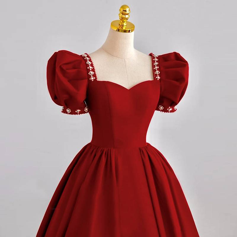 Women's Clothing Red Wedding Petite Princess Return Engagement Dress_voghion.com