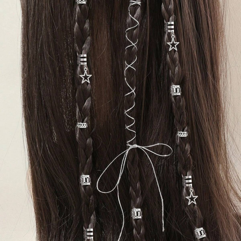 Stilvolle und einzigartige offene Haarspangen aus Metall, heißes Flechthaar-Accessoire für Mädchen für die Bühne und Fotoshootings, Haarringe mit Sternanhänger_voghion.com