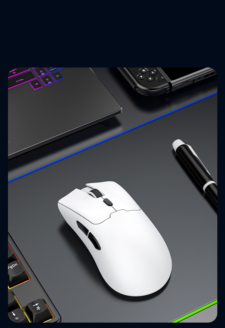 Gaming Mouse - 4000 DPI, 6 Programmable Buttons, 2.4G Wireless & Wired, Ergonomic Design, RGB Lighting (Black/White/Red/Blue/Gradient Colors)_voghion.com