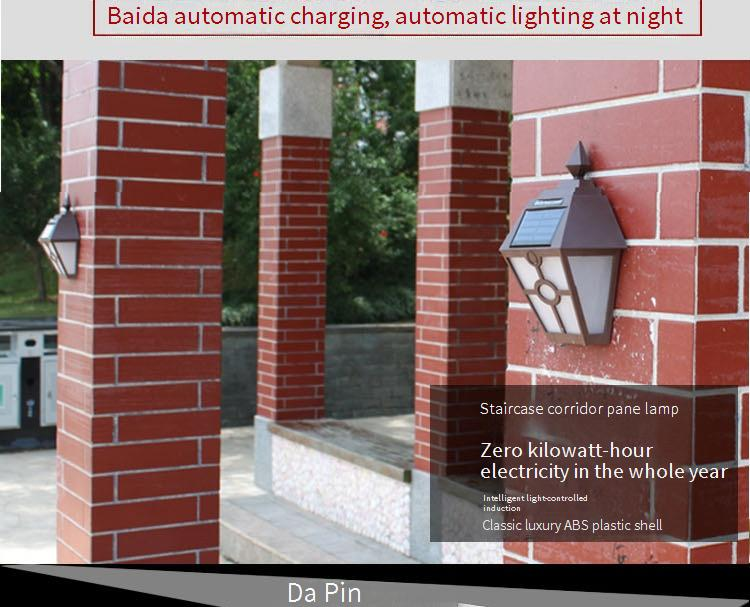 Vintage Hexagon Solar Wall Light - Outdoor Waterproof LED Garden Fence Lamp With Warm/White Light_voghion.com
