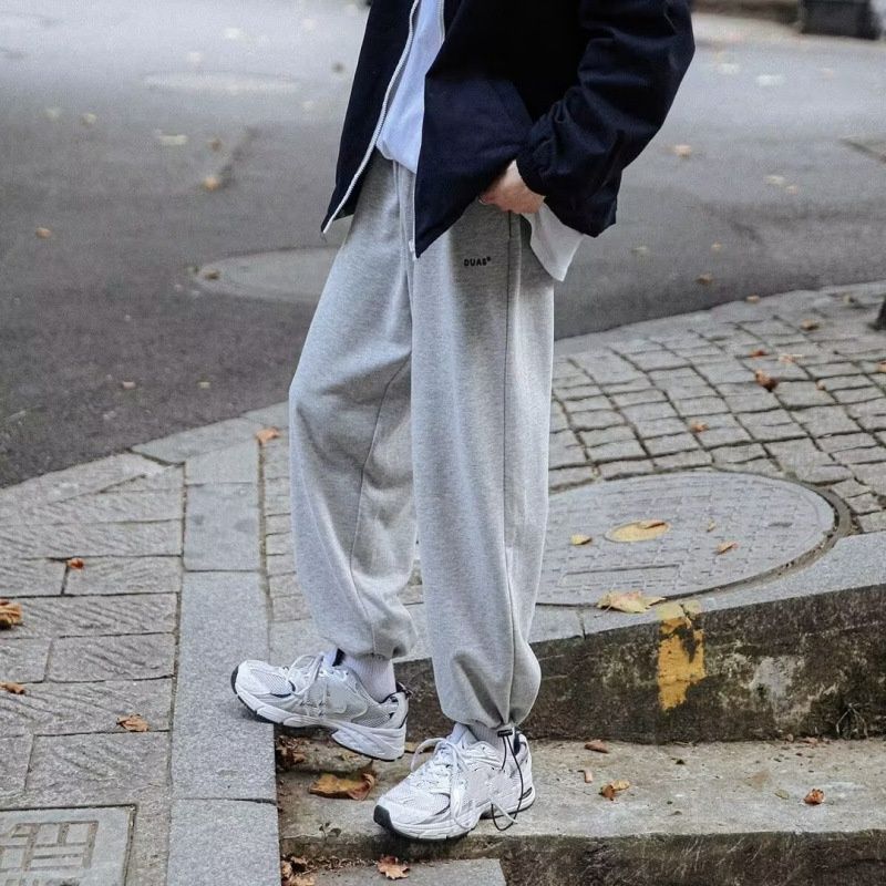 Pantalon de jogging pour homme – Pantalon cargo taille élastique style coréen (9 longueurs, poignets fins, polyester respirant)_voghion.com