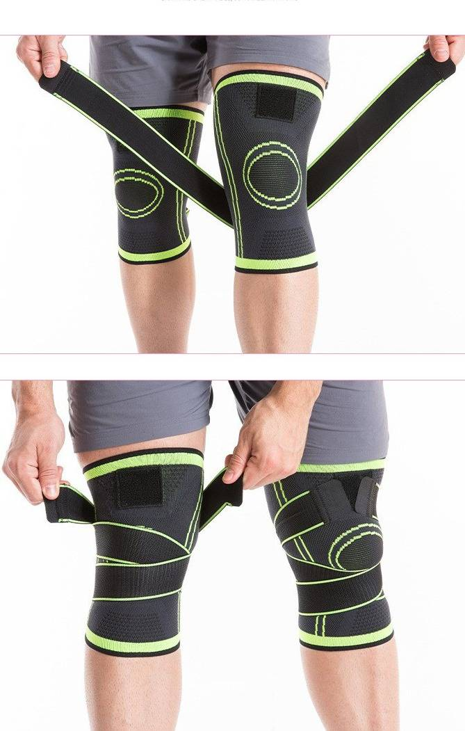 Breathable & Non-Slip Knee Support Brace For Hiking, Running, Cycling & Fitness - Adjustable Nylon Strap (S/M/L, Grey/Orange/Green)_voghion.com