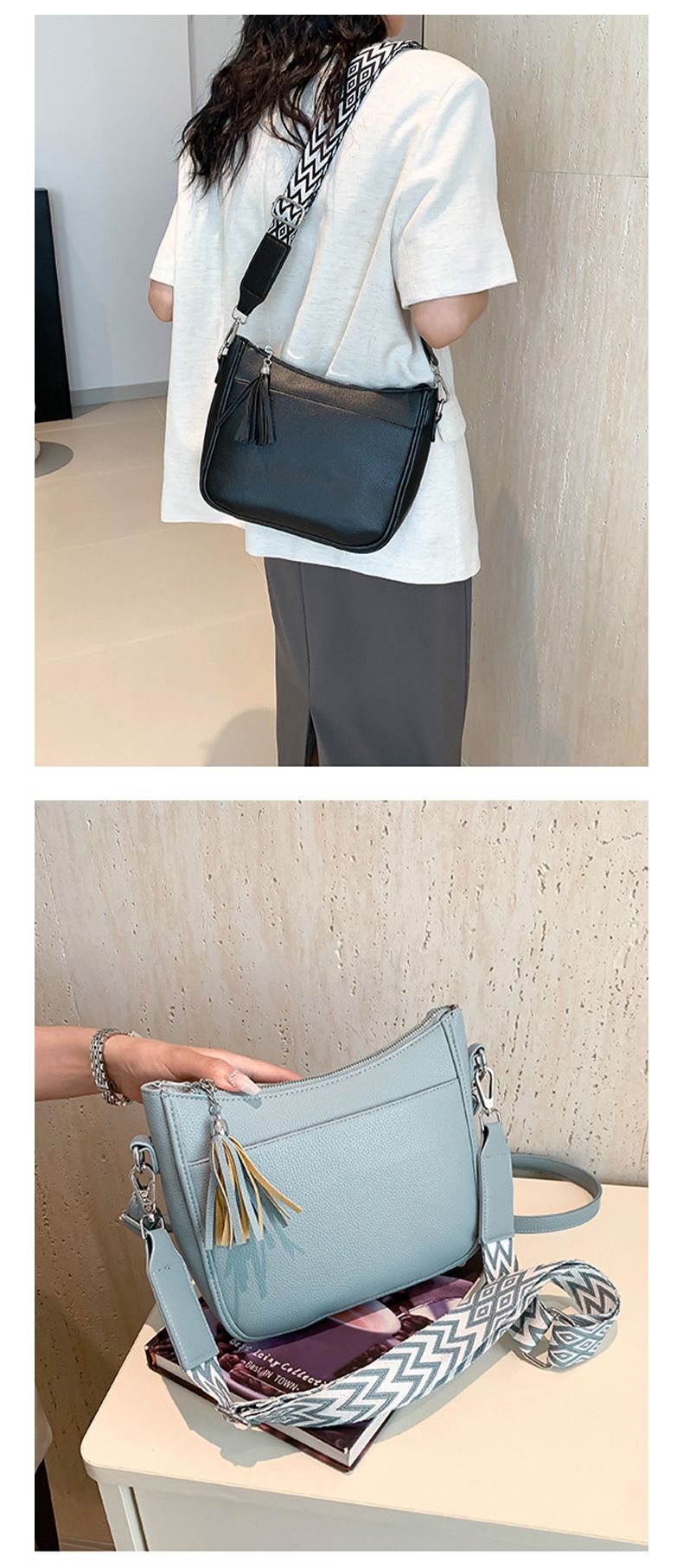 Borsa a tracolla quadrata con doppia tracolla versatile_voghion.com