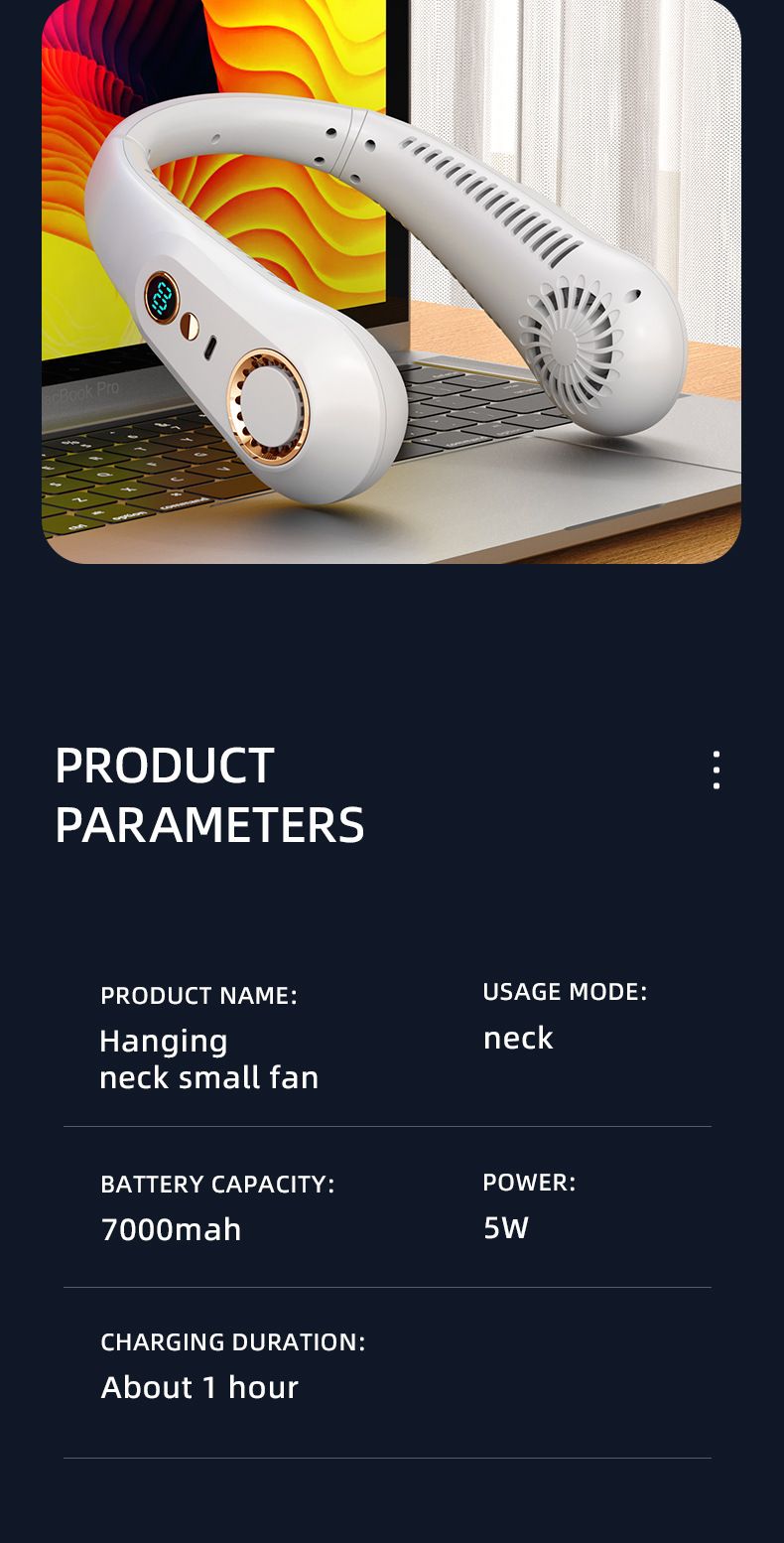 BreezeNeck P30 Wearable Fan - Hands-Free Bladeless Neck Fan With Digital Display (Type-C Fast Charge, 18H Cooling)_voghion.com