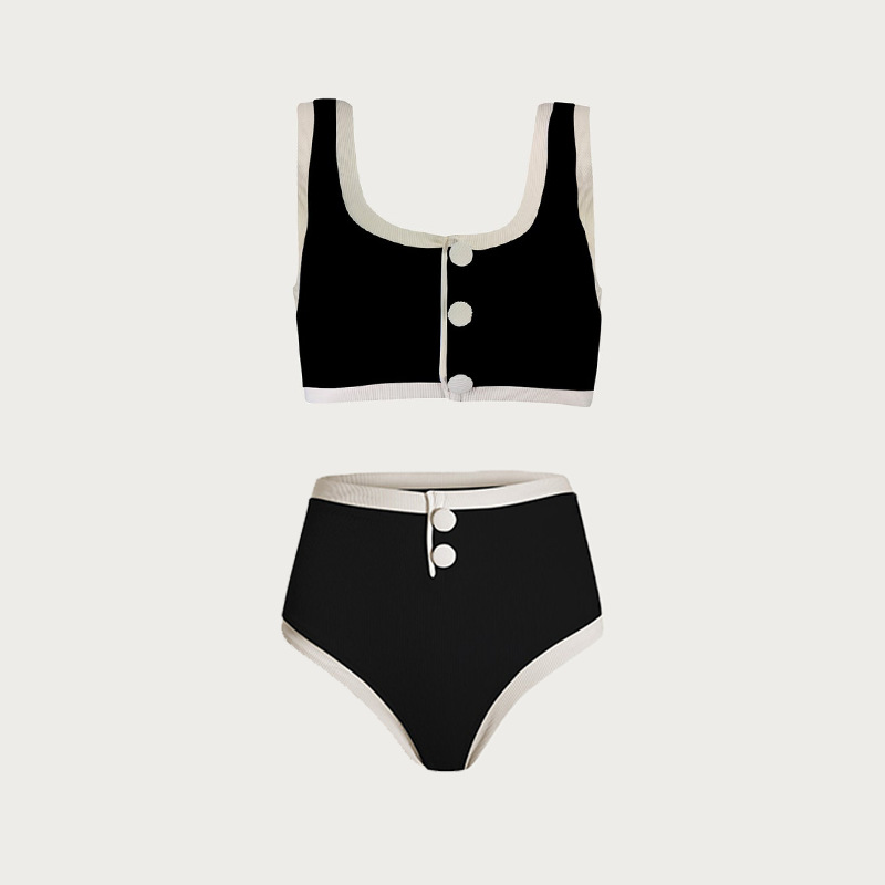 Women's Clothing High Grade Split Swimsuit Female Style Button Decoration_voghion.com