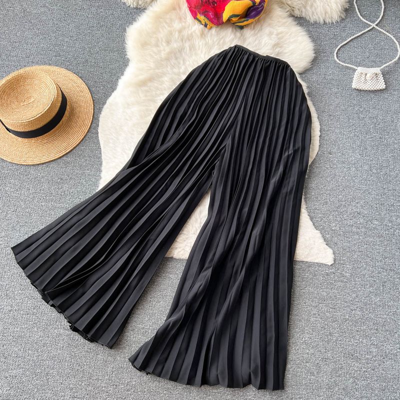 Women's Clothing fashion suit for women, summer printed top + loose pleated wide-leg trousers_voghion.com