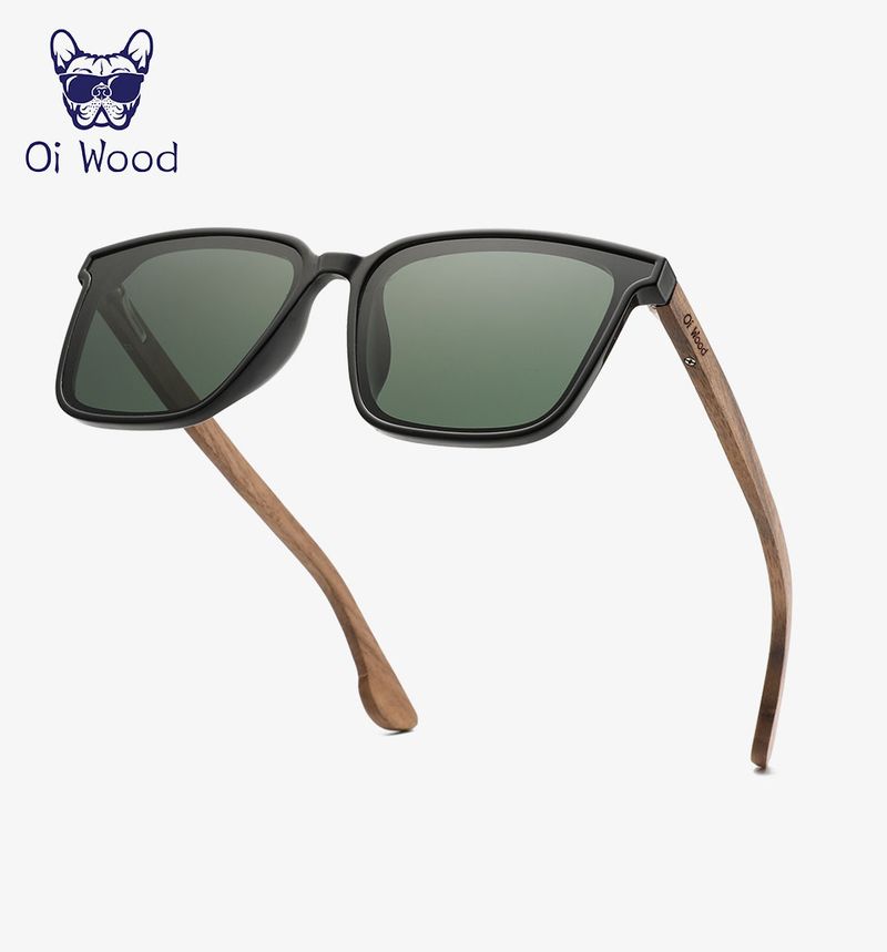 Oi Wood Uomo Donna Occhiali da sole quadrati Occhiali da vista in legno polarizzati lenti blu Occhiali da vista da uomo_voghion.com