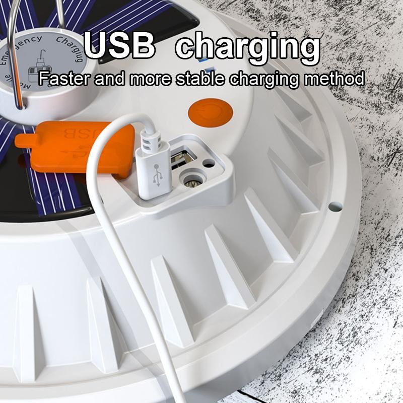 1 Stéck 1200LM Leistungsstark 120 LEDs Campingluucht Solar USB nofëllbar Portabel Lantern Haken Waasserdicht Noutfall Energiespuerlampe_voghion.com