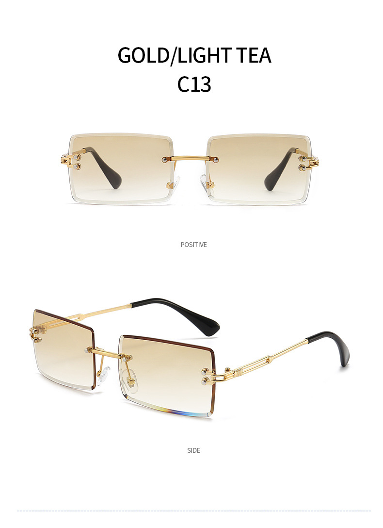 2023 nuovi occhiali da sole quadrati da donna originali di design da donna, occhiali da sole da strada, occhiali da sole con bordo tagliato senza montatura, tendenza, colore sfumato_voghion.com