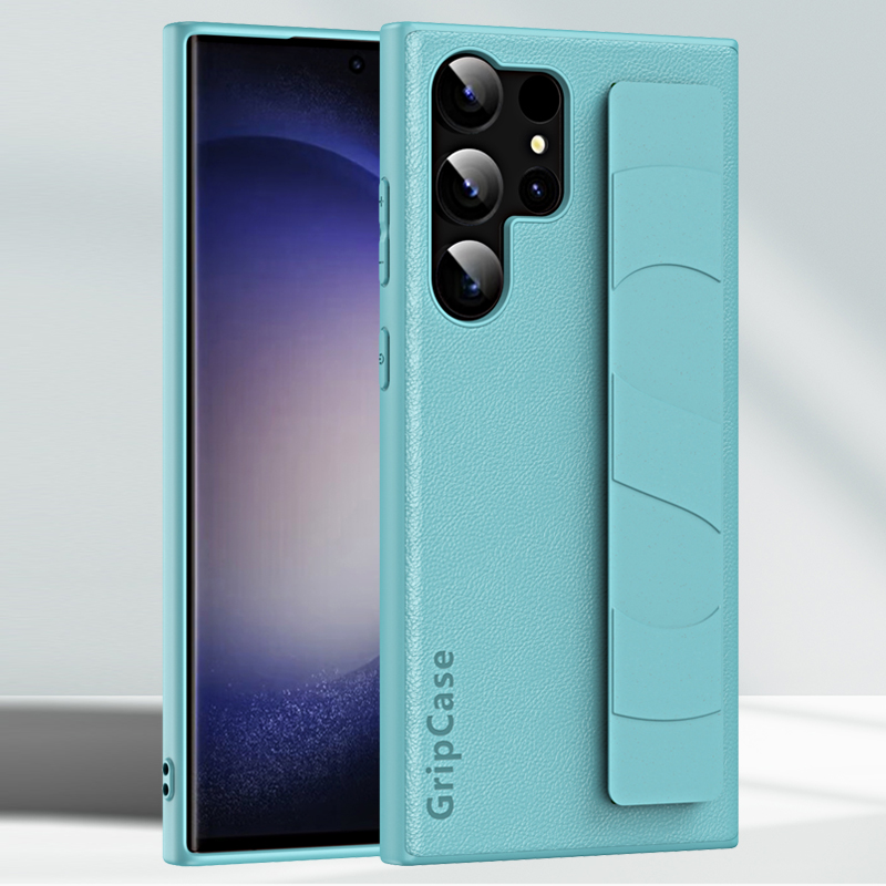Funda de teléfono de cuero de moda de lujo para Samsung Galaxy S22 S22Plus S22Ultra S23 S23Plus S23Ultra soporte de correa de muñeca cubierta trasera a prueba de golpes_voghion.com