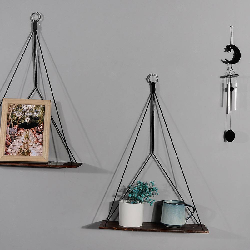 ins wall decoration hanging rope rack flower pot storage rack wall hanging wooden board hanging ornaments home decoration_voghion.com
