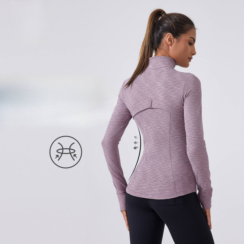 Damenbekleidung Herbst Neue Yogajacke für Damen Laufen und Radfahren Sport Langarm Slim Stehkragen Sport Fitness Kleidung_voghion.com