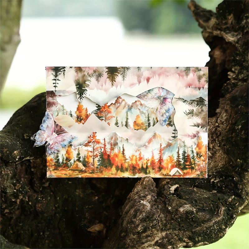 6 rouleaux de ruban adhésif en papier, motifs paysage et montagne, pour scrapbooking, autocollants imperméables en PET_voghion.com