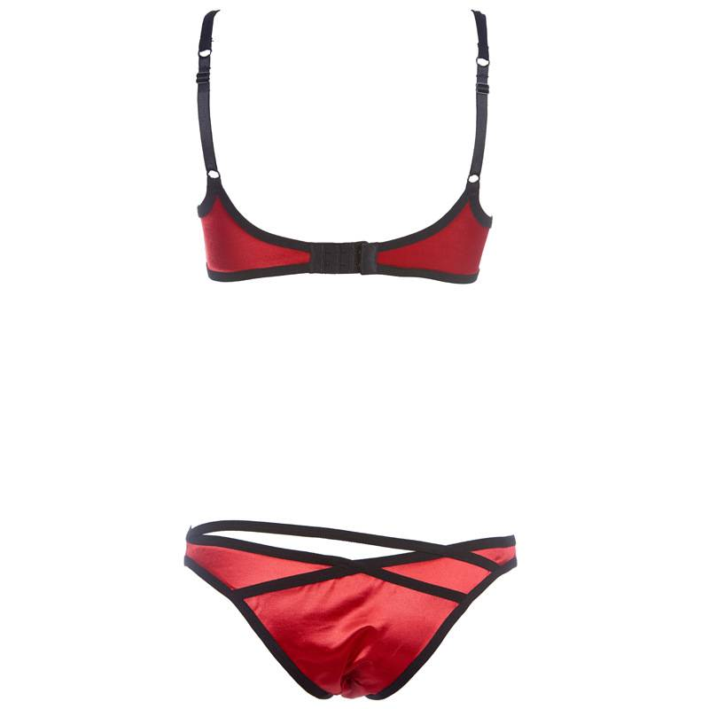 KOOSSOASIS Intimo Reggiseno Grande Interno Spia in Raso Glitterato con Intimo Irregolare a Piccolo Seno Sexy Rosso_voghion.com