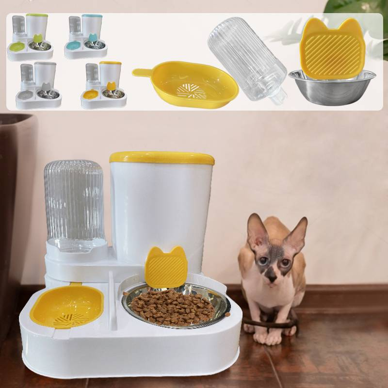 Cat Bowl Dog Bowl Automatic Drinking Water Feeder Integrated Cat Food Basin Anti-overturning Cat Food Rice Basin Pet Product Set_voghion.com