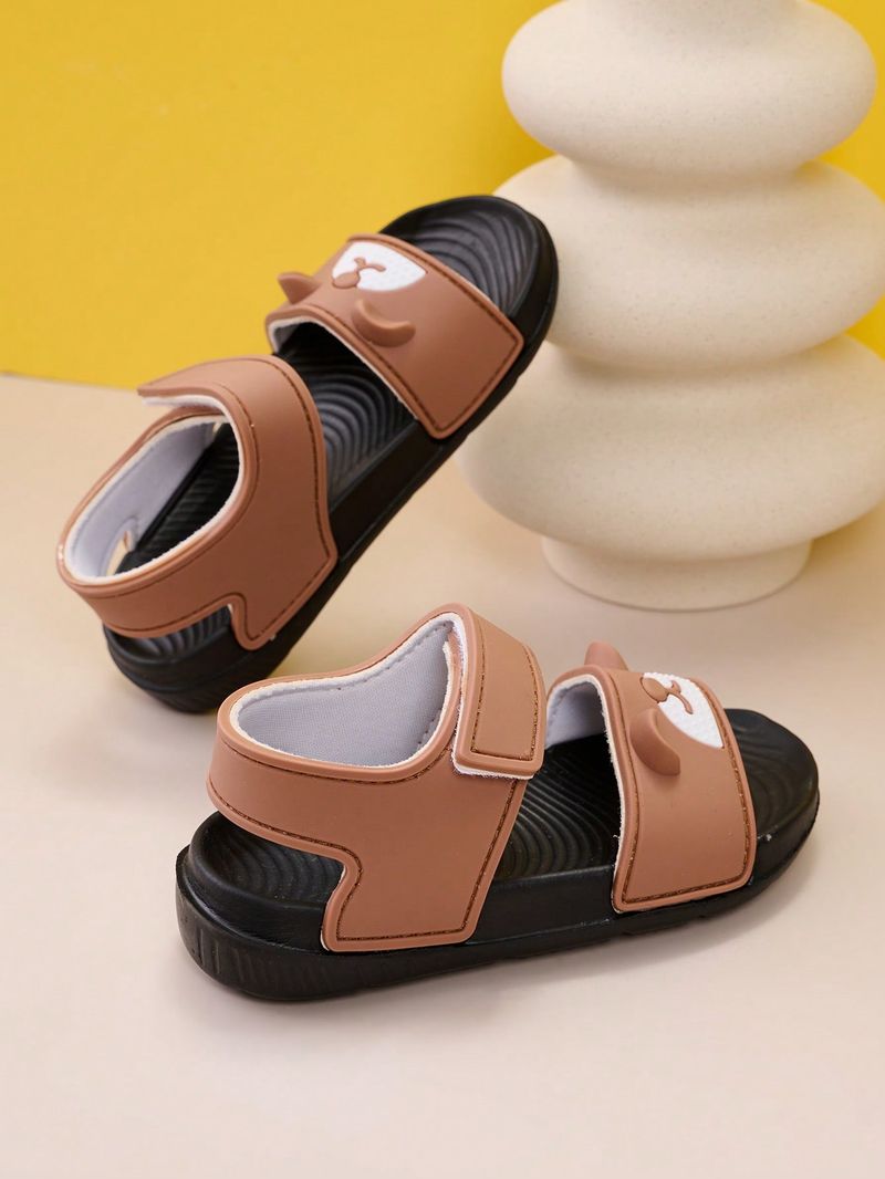 Summer Baby Comfortable, Fashionable, Casual, Lightweight, Trendy, Cute Brown Teddy Bear Flat Sandals_voghion.com