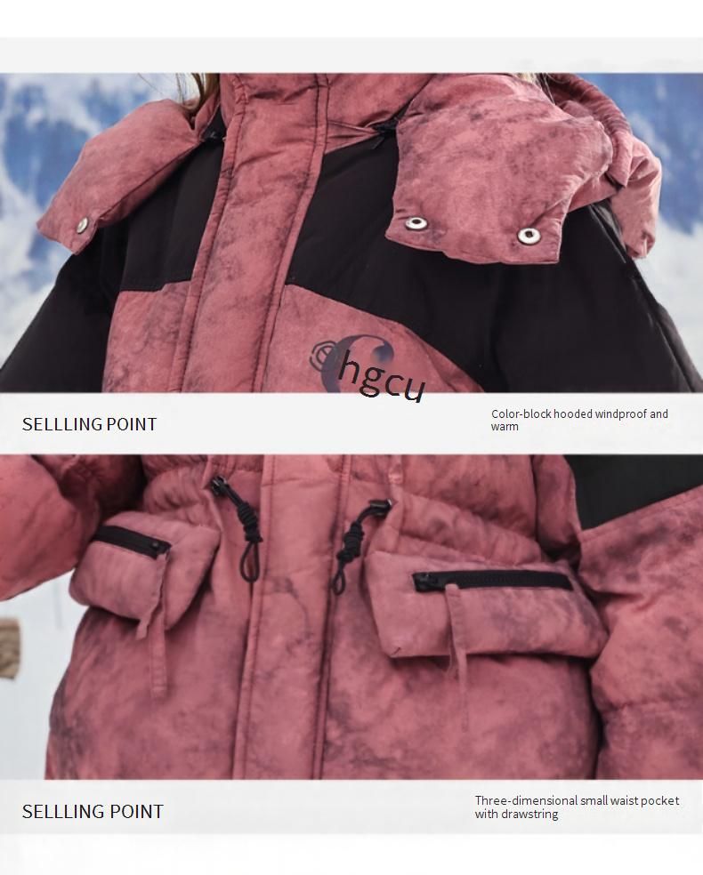 Kids' Winter Puffer Jacket With Water-Resistant Shell & High Collar, Thickened Polyester Fill, Unisex Color-Block Design (Red)_voghion.com