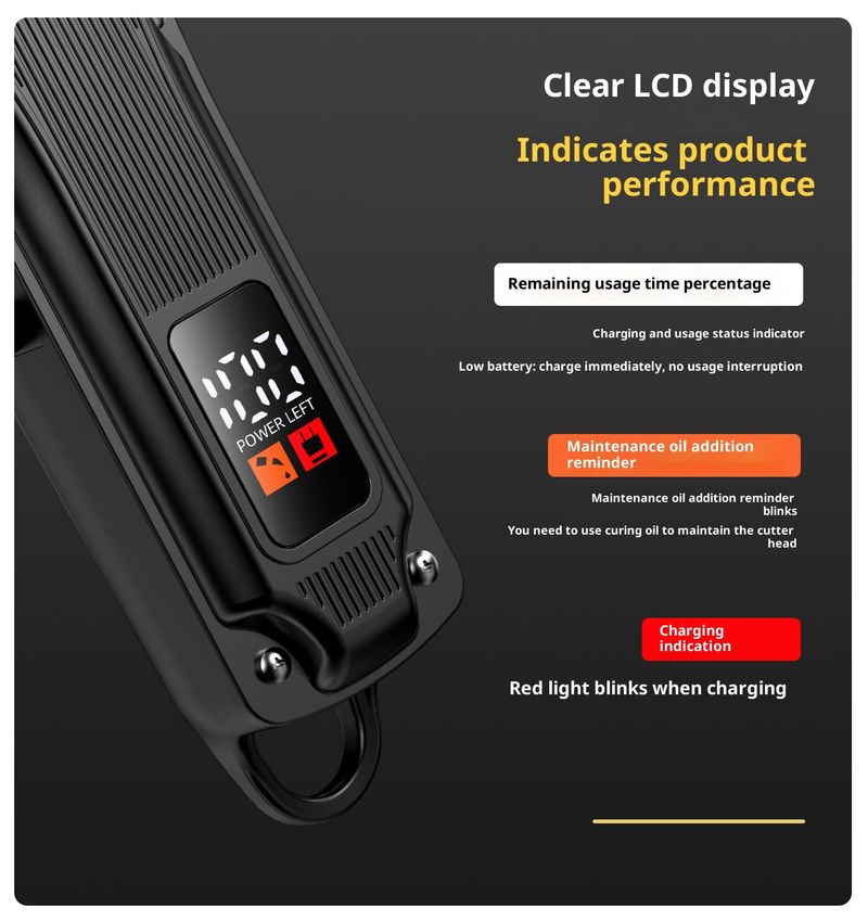 Professioneller Haarschneider – USB-wiederaufladbarer, kabelloser Trimmer mit Digitalanzeige, selbstschärfenden Edelstahlklingen und abnehmbarem, waschbarem Scherkopf_voghion.com