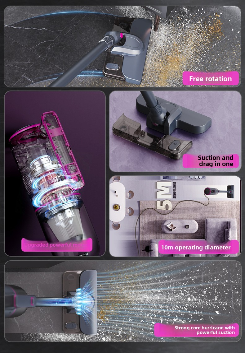 Staubsauger, kabelloser Handstaubsauger mit hoher Saugkraft für den Haushalt, starke Saugkraft für Teppiche, Katzenhaare, Haustiere, Saugen und Wischen in einem._voghion.com