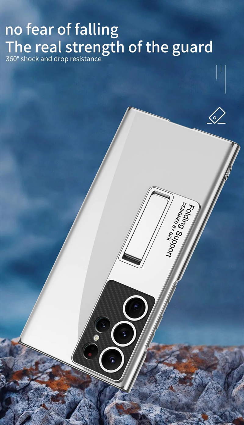 Samsung Galaxy Ultra / Plus S24 dėklas, skaidrus, permatomas laikiklis, stovas, plastikinis dėklas S23 ultra plus_voghion.com