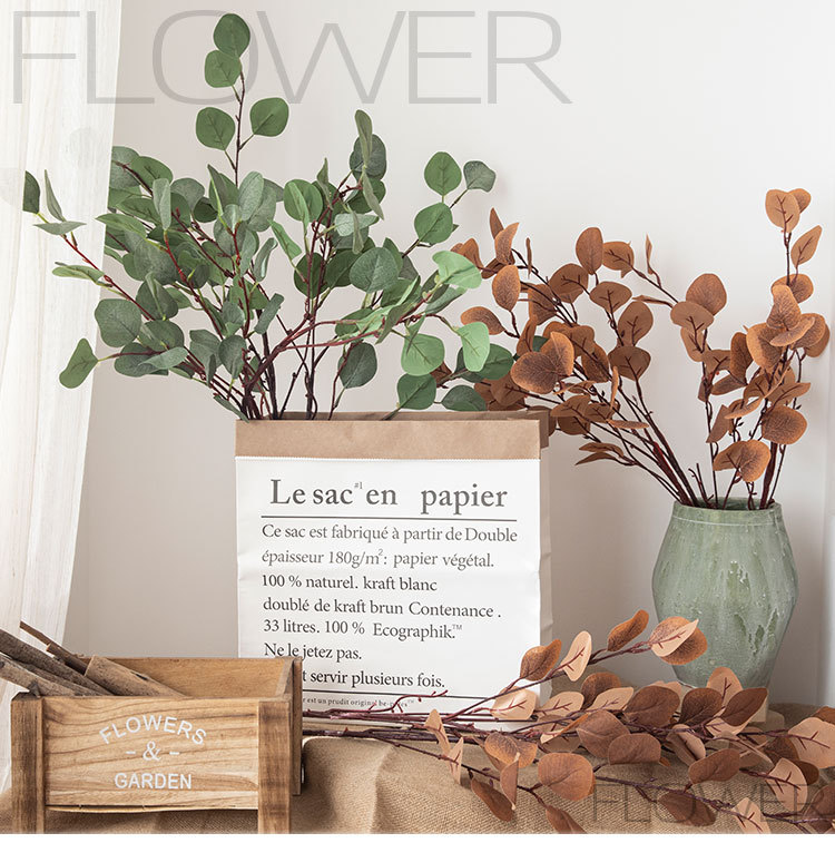 Kunstbloem eucalyptus blad bladgoud ginkgo blad fabrikant huisdecoratie plant muur kunstbloem MW26642_voghion.com