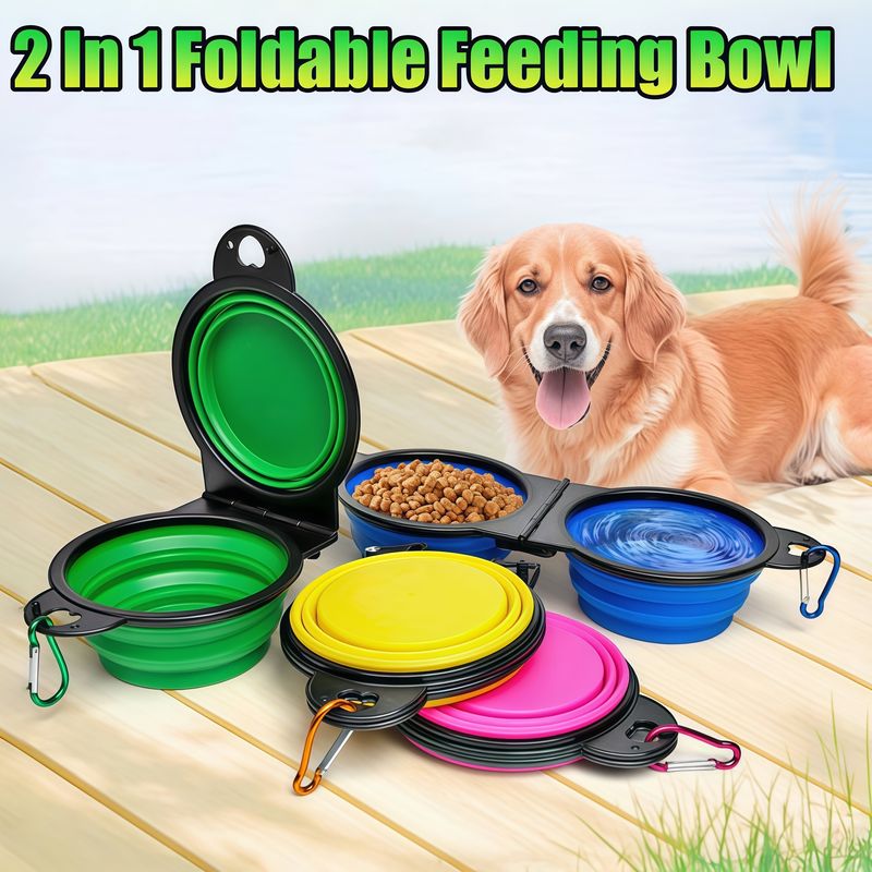 Comedero plegable de plástico 2 en 1 para perros de PawParty Store_voghion.com