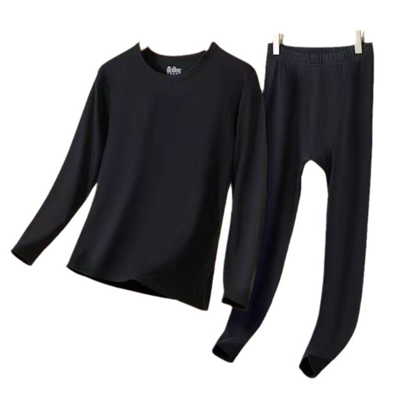 De Rong Men's Plush Clothes Trousers Thermal Set Antibacterial Heat-proof Underwear for Autumn and Winter_voghion.com