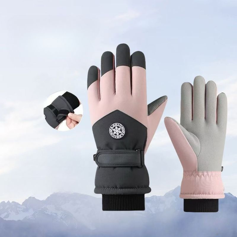 Luvas de ciclismo ao ar livre, à prova de vento, forradas com lã, quentes, resistentes à água e com tela sensível ao toque, para esqui, para homens e mulheres_voghion.com