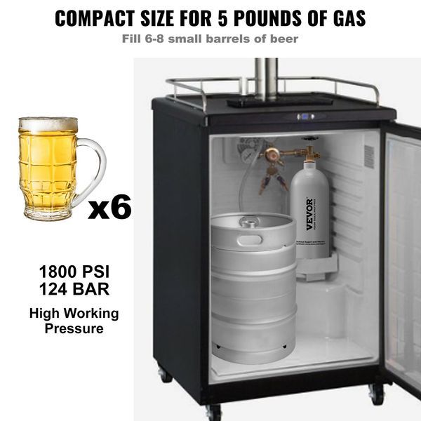 5 Lbs CO2 Tank Aluminum Gas Cylinder, Brand New CO2 Cylinder With Gray Spray Coating, CO2 Tank With CGA320 Valve, For Draft Soda Beer_voghion.com