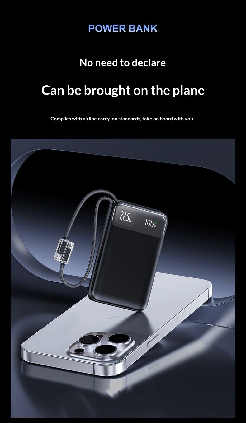 Nouvelle batterie externe transfrontalière ultra-mince de 20 000 mAh avec charge ultra-rapide (22,5 W) et câble inclus, cadeau personnalisé_voghion.com