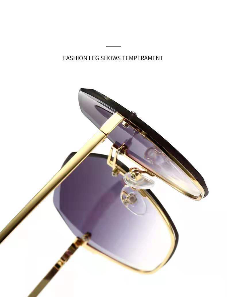 Runda solglasögon Dammärkesdesigner Gradient Mode Solglasögon Kvinnlig båglös metall Oculos De Sol designer_voghion.com