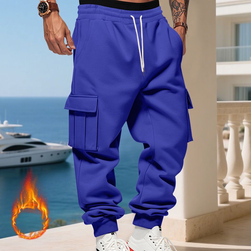 Pantaloni cargo da uomo foderati in pile - Jogger casual caldi invernali con tasche multiple, vestibilità ampia, vita elastica, comodi ed eleganti per l'uso quotidiano_voghion.com