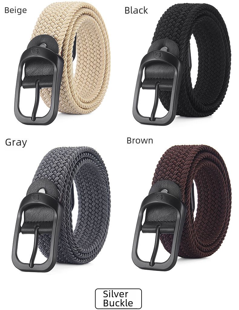 Unisex Hole-free Punch-free Men's And Woven Elastic Canvas Women's All-match Student Trendy Belt_voghion.com