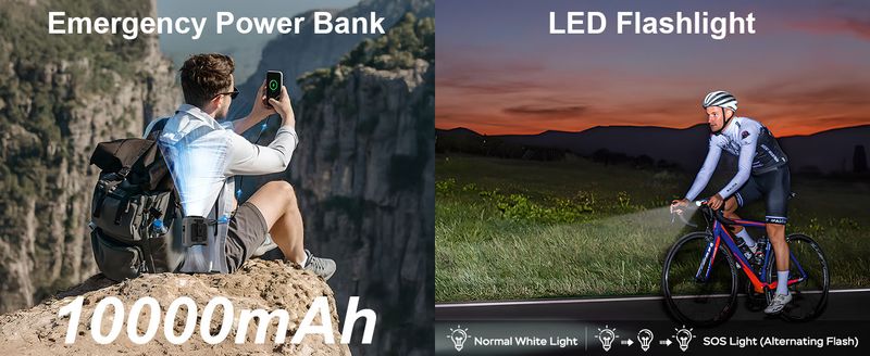 10000mAh Wearable Neck With SOS Light 40H Personal Air Cooler 5 Speeds Waist Fan For Outdoor Sport Travel Camping_voghion.com