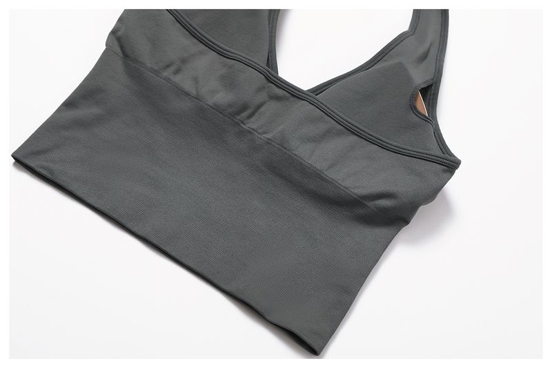 Roupas femininas Respirável Halter Neck Lindas Costas Yoga Sutiã Sem Costura Roupa Interior Esportiva Feminina Verão À Prova de Choque Fitness Top 7725_voghion.com