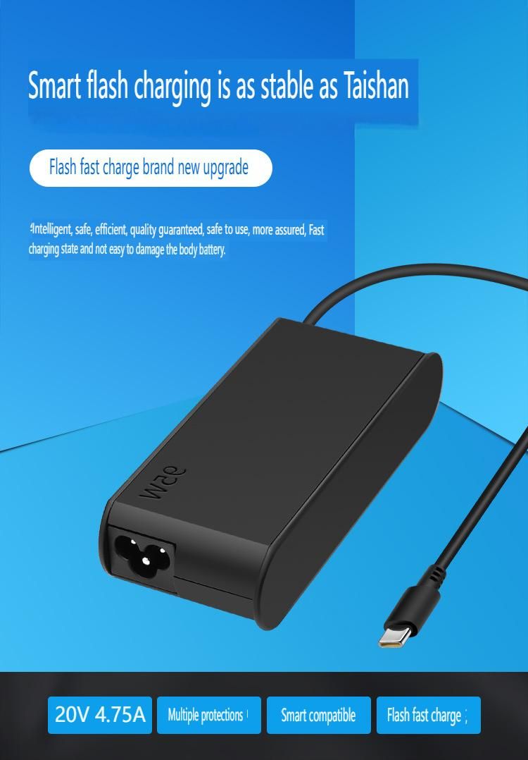 Carregador rápido USB-C PD universal de 95 W para todos os laptops - Adaptador de energia de 20 V e 4,75 A (compatível com ASUS/HP/Dell/Acer/Lenovo)_voghion.com