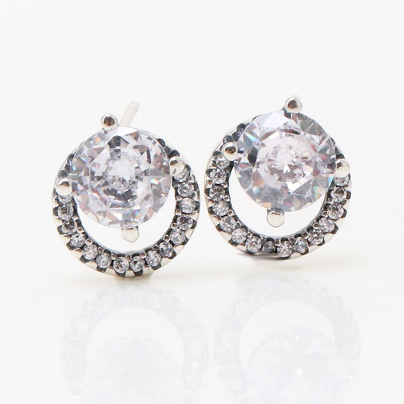 Damenschmuck, versilbert, glänzend, rund, Halo-Ohrringe, modisch, leicht, luxuriös, Diamant-Ohrringe, Geschenk zum Valentinstag für Freundinnen_voghion.com