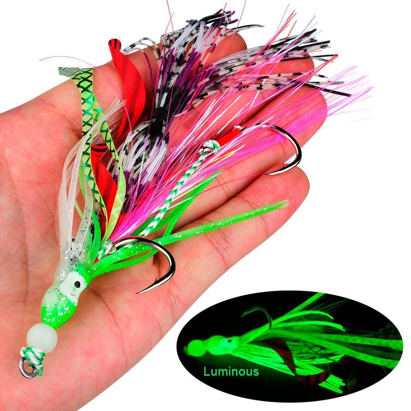 Iron Plate Luminous Lead Fish Double Octopus String Boat Fishing Slow Jigging Squid Hook 17cm Sea Bass Lure Bait_voghion.com