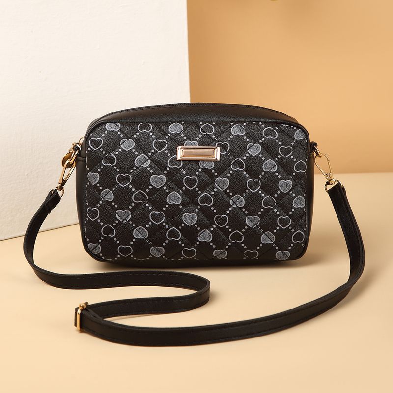 Borsa a tracolla da donna in materiale PU, semplice, alla moda, casual, adatta a tutti gli abbinamenti, con stampa d'amore e personalità._voghion.com