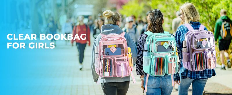 Zaino trasparente per la scuola, zaino trasparente in PVC resistente per ragazze, zaino trasparente approvato dallo stadio_voghion.com
