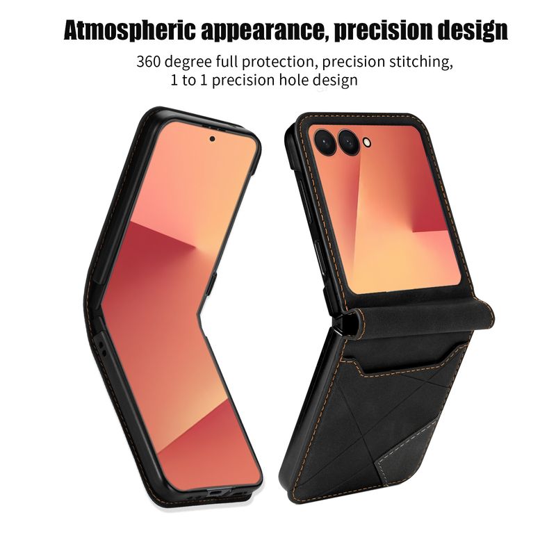 Compatible With Samsung Foldable Z Flip7 6 5 4 3 Solid Color Flip Card Slot Stand Fashion Phone Case_voghion.com