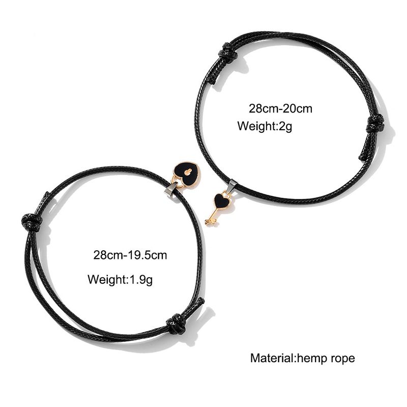 hot selling kreativ lille nøgle kærlighed par armbånd enkel personlighed sort armbånd retro kæreste armbånd_voghion.com