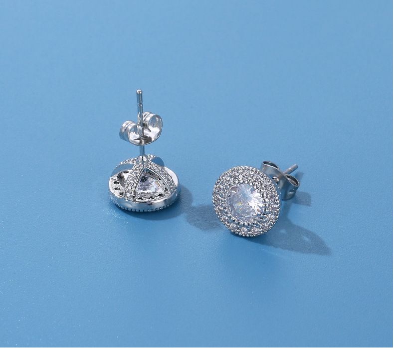 hot selling men's earrings with flashing moissanite earrings that do not fade, round super shiny zircon full diamond high end earrings_voghion.com