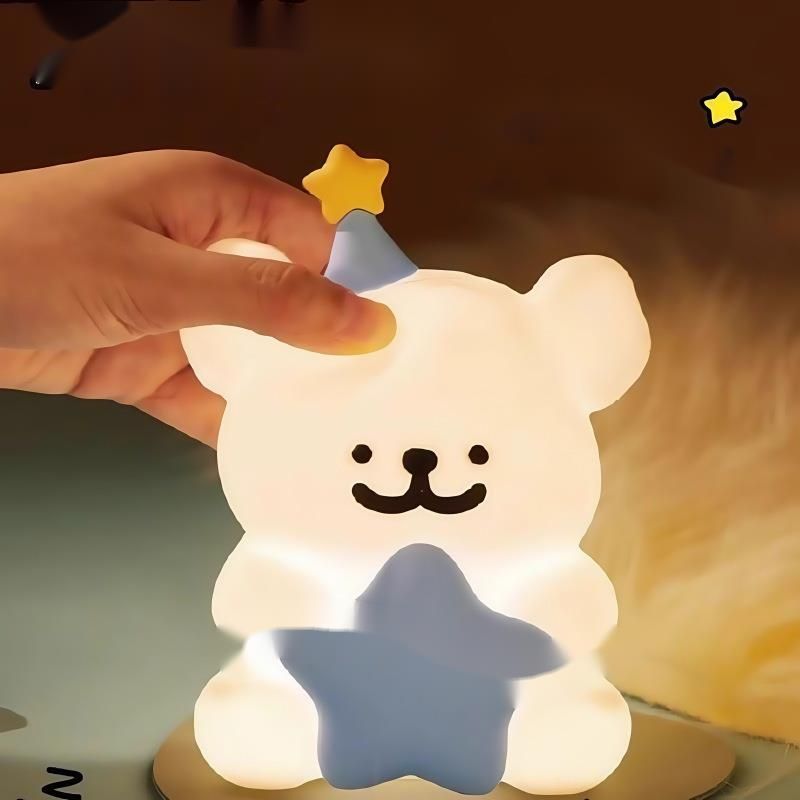 Line Puppy Atmosphere Night Light Children's Bedroom Bedside Sleep Small Table Lamp Gift For Girlfriends_voghion.com