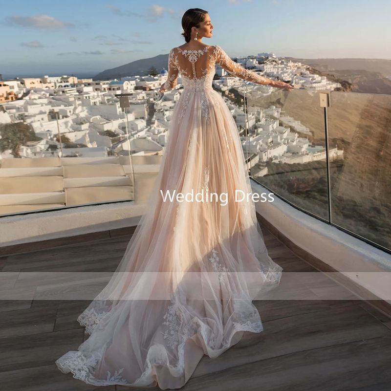 Abito da sposa a sirena con scollo a V, nuovo abito da sposa da principessa 2024, abito da sposa in pizzo trasparente con schiena scoperta, set da due pezzi L_voghion.com
