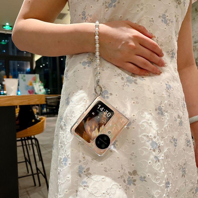 Per Oppo Find N2 N3 Flip Fashion Shell Cuore Perla Catena Custodia per Telefono Cover_voghion.com