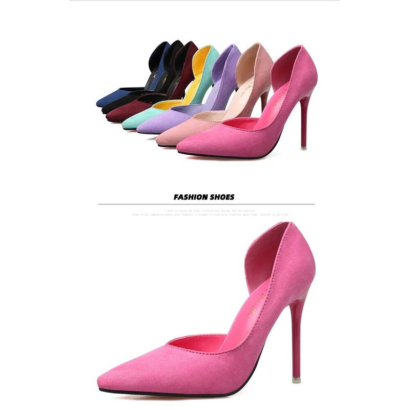 8915-3 Korean version fashionable and minimalist slim high heeled suede for slimming effect, shallow mouthed pointed_voghion.com