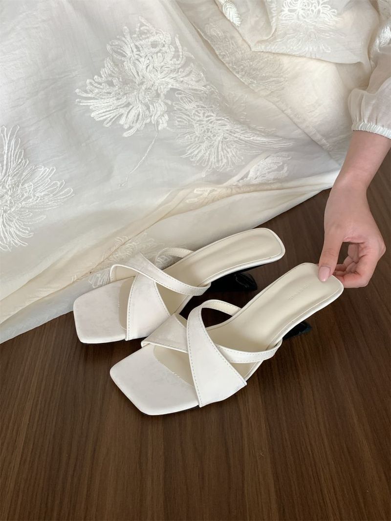 Eleganti tacchi alti con tacco spesso e inclinato, pantofole fresche, capispalla estivi da donna, novità 2025 abbinate a gonna, stile francese,_voghion.com